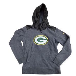 NFL TEAM APPAREL NIKE GREEN BAY PACKERS Grey Drawstring Hoodie Size Medium